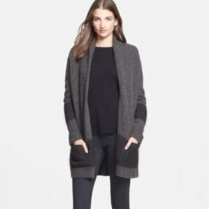 Vince Open Front Wool Cashmere Mid Length Cardigan Size Small Pockets